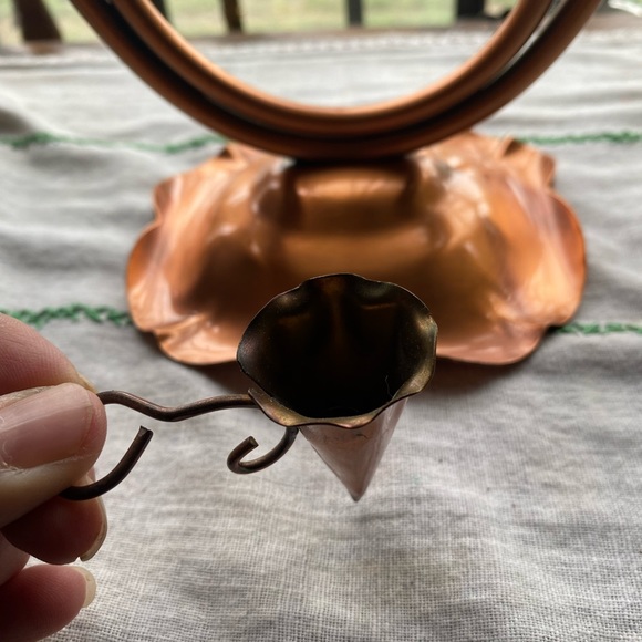 VTG Gregorian Copper Candelabra- Mid Century, 1950’s! 3 Arms Hanging Snuffer! - Picture 7 of 14